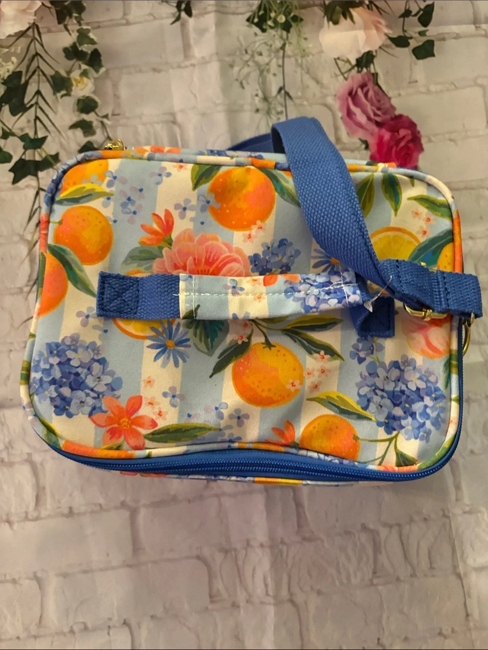 Blue Floral & Citrus Insulated Lunch Tote